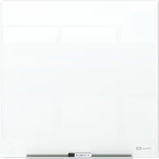 Quartet InvisaMount Magnetic Glass Board, 48" x 48", White Glass Surface, Horizontal, Frameless, Accessory Tray, Non-absorbent, Stain, Ghost, Scratch & Dent Resistant, Easy to Clean, 1 Each