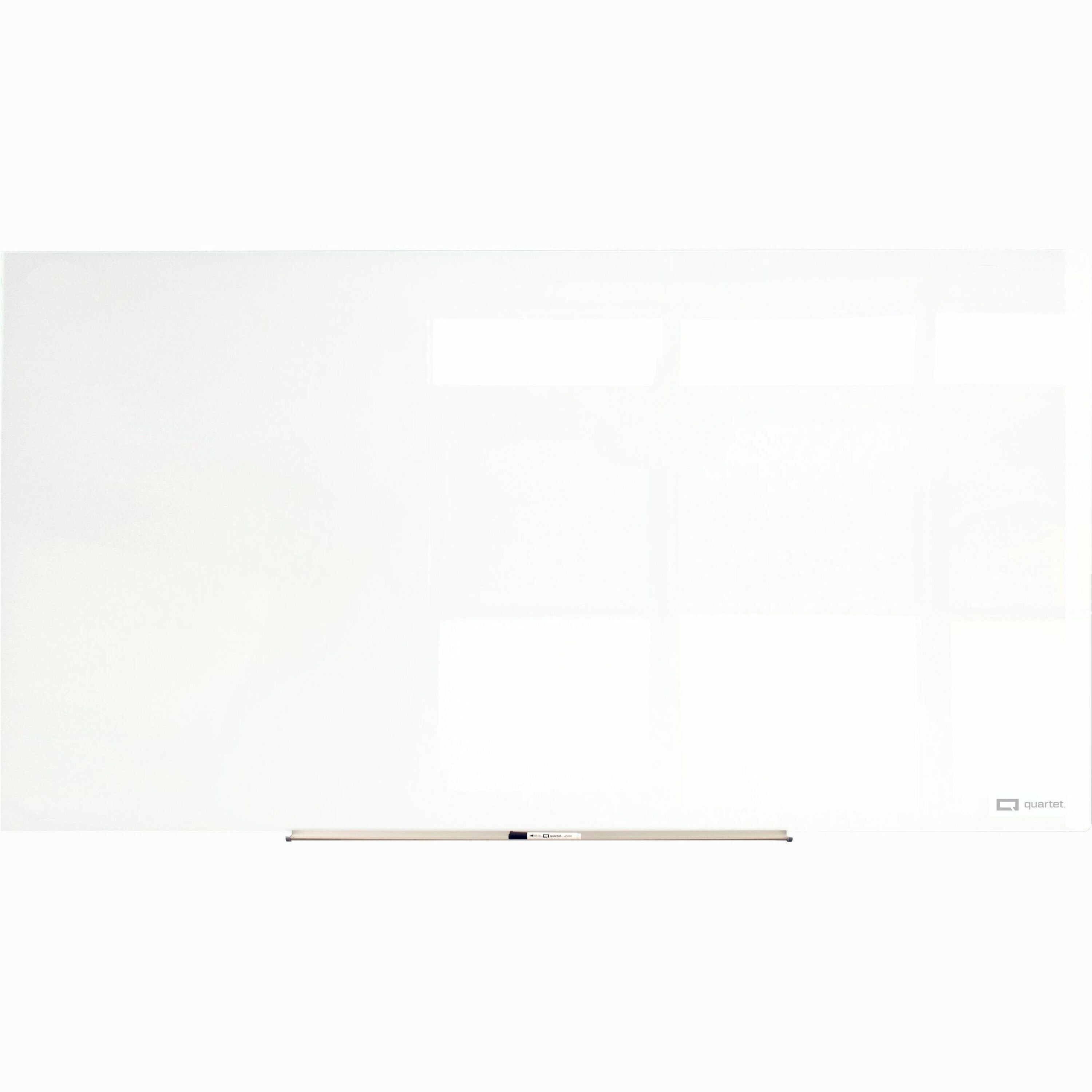Quartet InvisaMount Magnetic Glass Board, 48" x 96", White Glass Surface, Horizontal, Frameless, Accessory Tray, Magnetic, Non-absorbent, Stain, Ghost, Scratch & Dent Resistant, Easy to Clean, 1 Each
