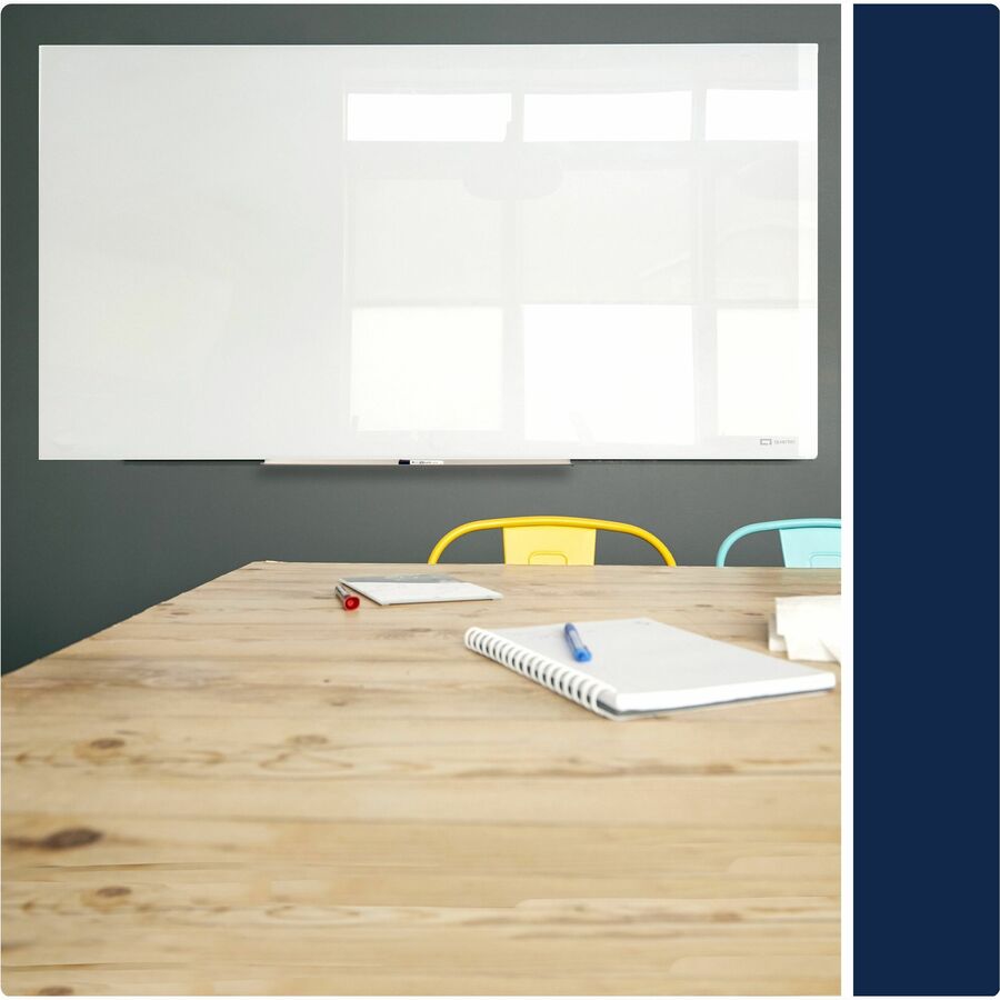 Quartet InvisaMount Magnetic Glass Board, 48" x 96", White Glass Surface, Horizontal, Frameless, Accessory Tray, Magnetic, Non-absorbent, Stain, Ghost, Scratch & Dent Resistant, Easy to Clean, 1 Each