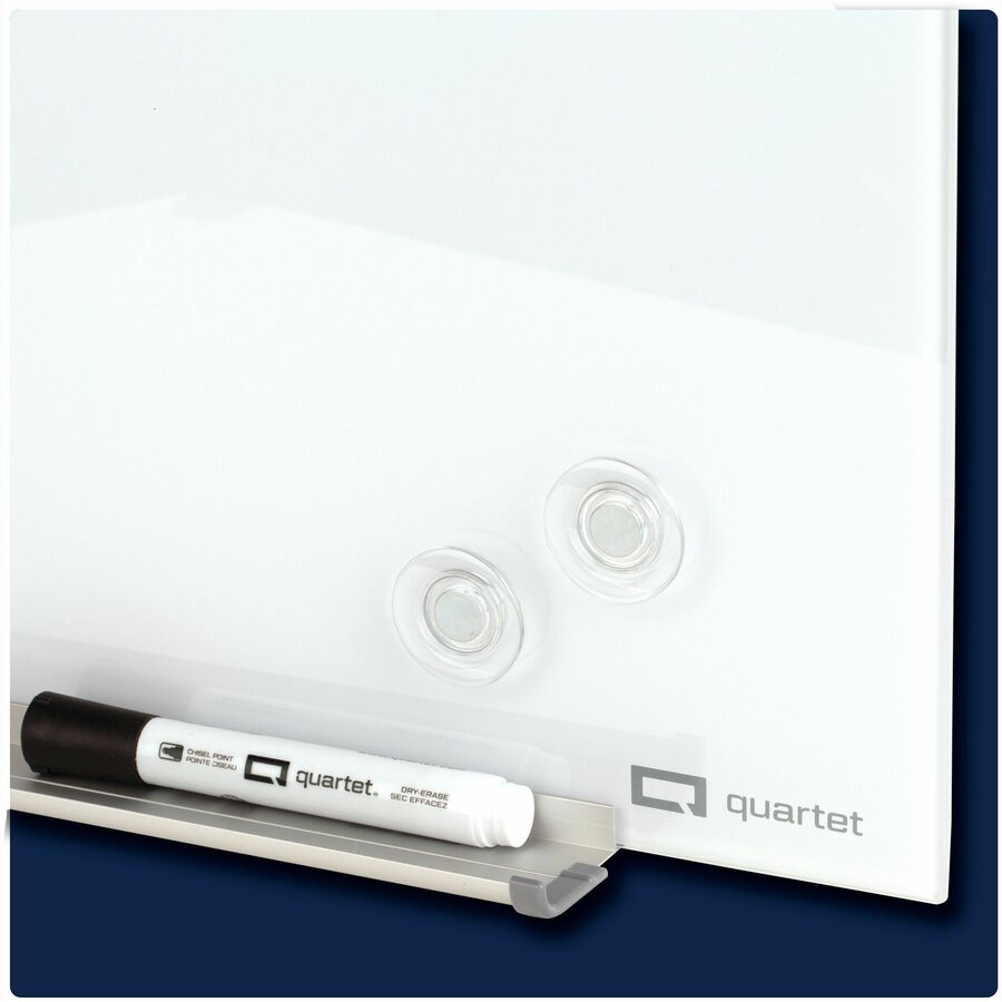 Quartet InvisaMount Magnetic Glass Board, 48" x 96", White Glass Surface, Horizontal, Frameless, Accessory Tray, Magnetic, Non-absorbent, Stain, Ghost, Scratch & Dent Resistant, Easy to Clean, 1 Each