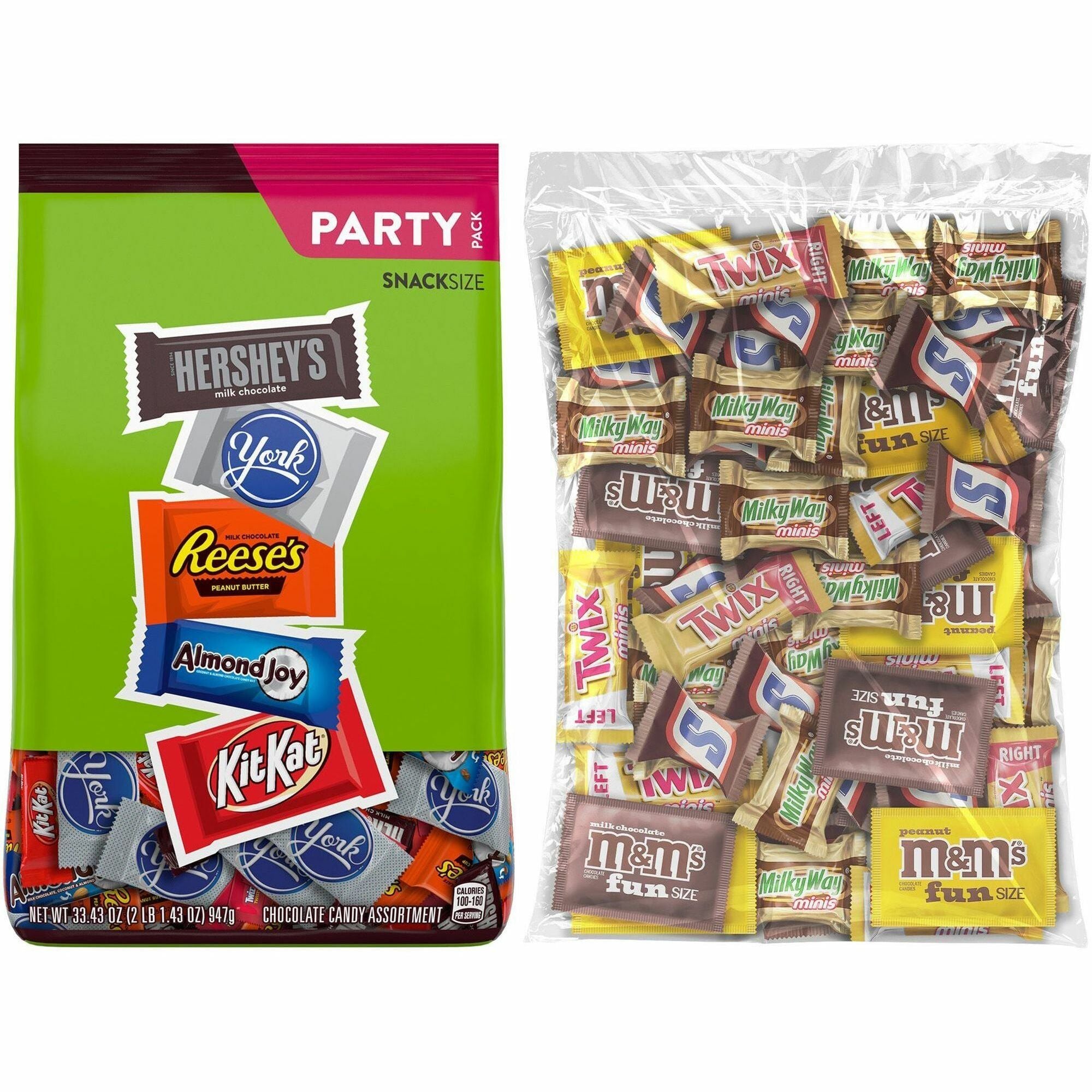 Hershey Chocolate Assortment, Nougat, Caramel, Peanut Butter, Milk Chocolate, Dark Chocolate Mint, 2 per Carton