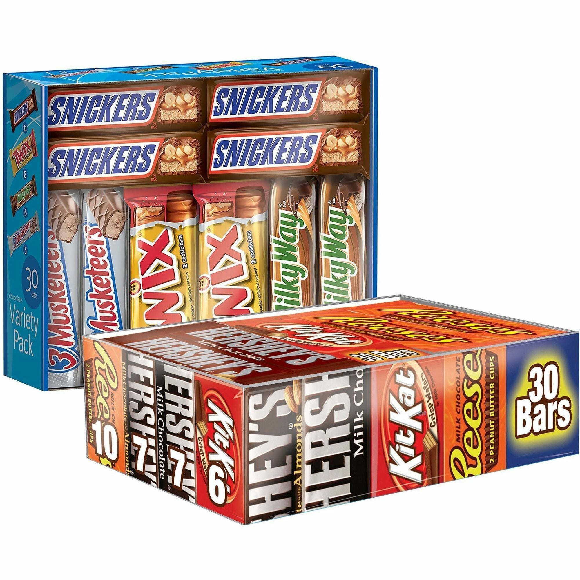 Hershey Chocolate Assortment, Milk Chocolate, Milk Chocolate with Almond, Peanut Butter, Individually Wrapped, 2 Cartons