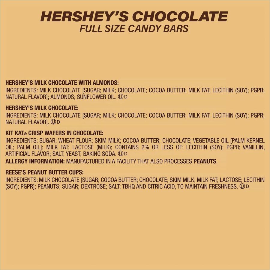 Hershey Chocolate Assortment, Milk Chocolate, Milk Chocolate with Almond, Peanut Butter, Individually Wrapped, 2 Cartons