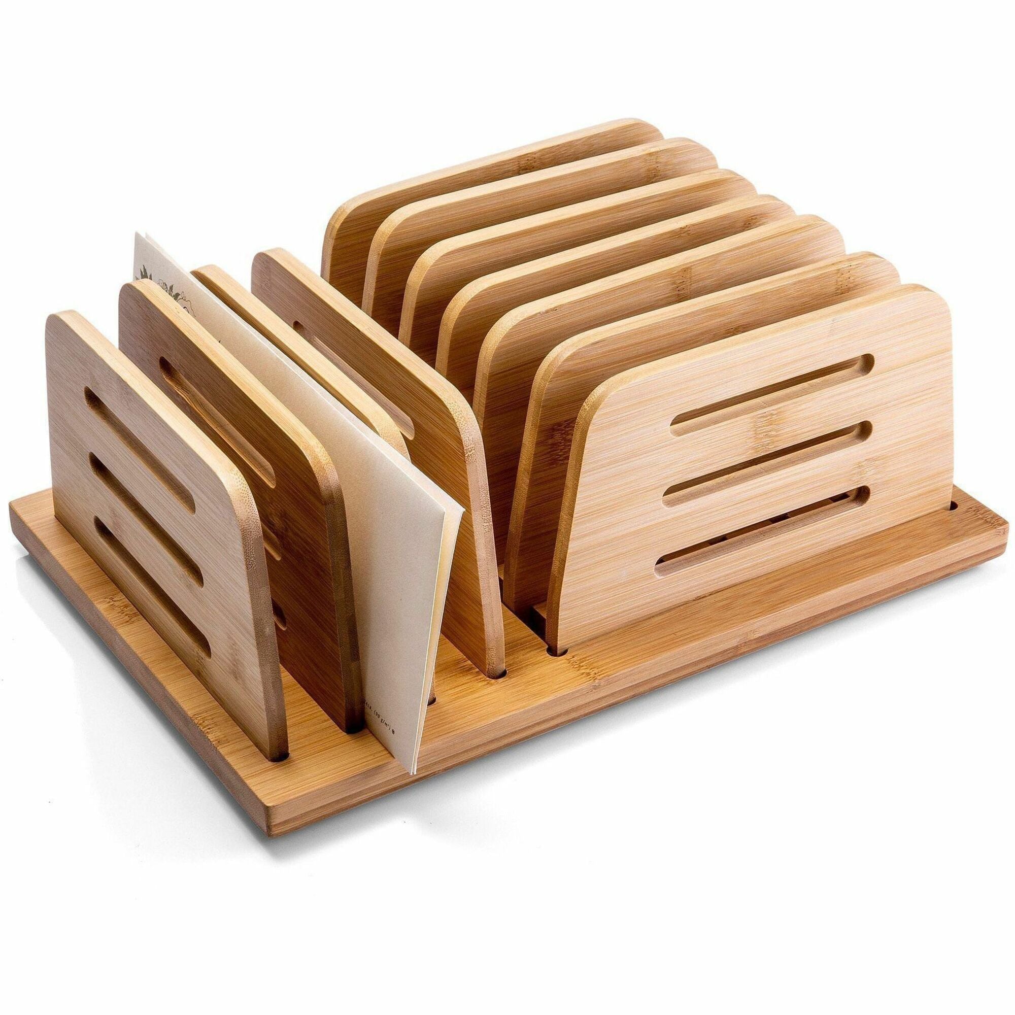 9 Compartment(s) - 5.30" Height x 13" Width x 9" Depth - Durable, Adjustable - Natural Wood Grain - Bamboo - 1 Each