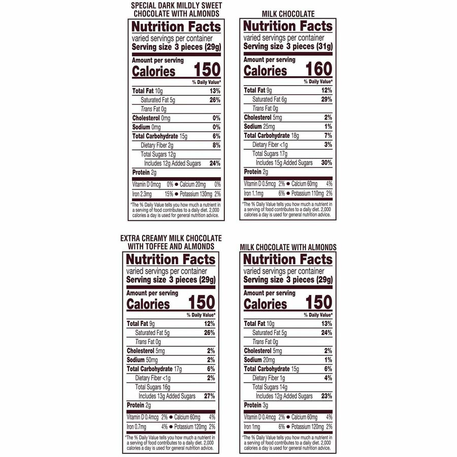 Hershey Nuggets Chocolates Assortment, Milk Chocolate, Milk Chocolate with Almond, Extra Creamy Milk Chocolate with Toffee and Almond, Special Dark with Almond, 1.97 lb, 1 Carton