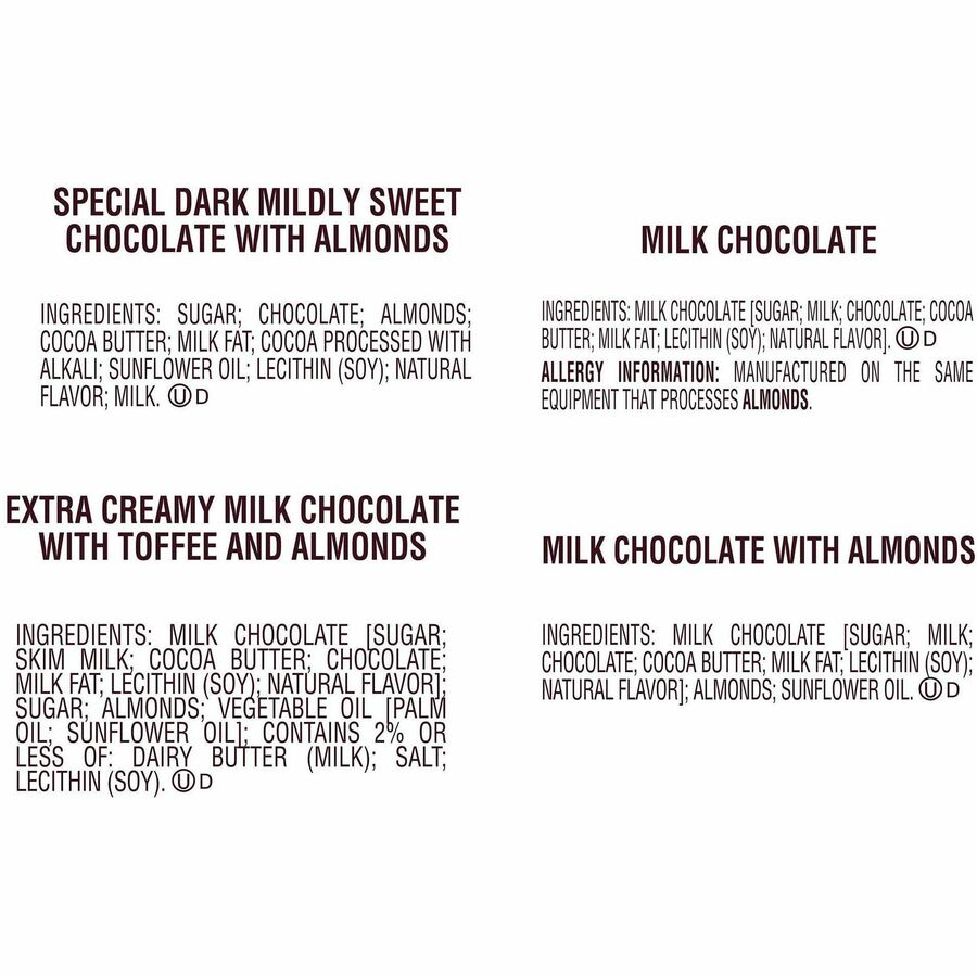Hershey Nuggets Chocolates Assortment, Milk Chocolate, Milk Chocolate with Almond, Extra Creamy Milk Chocolate with Toffee and Almond, Special Dark with Almond, 1.97 lb, 1 Carton