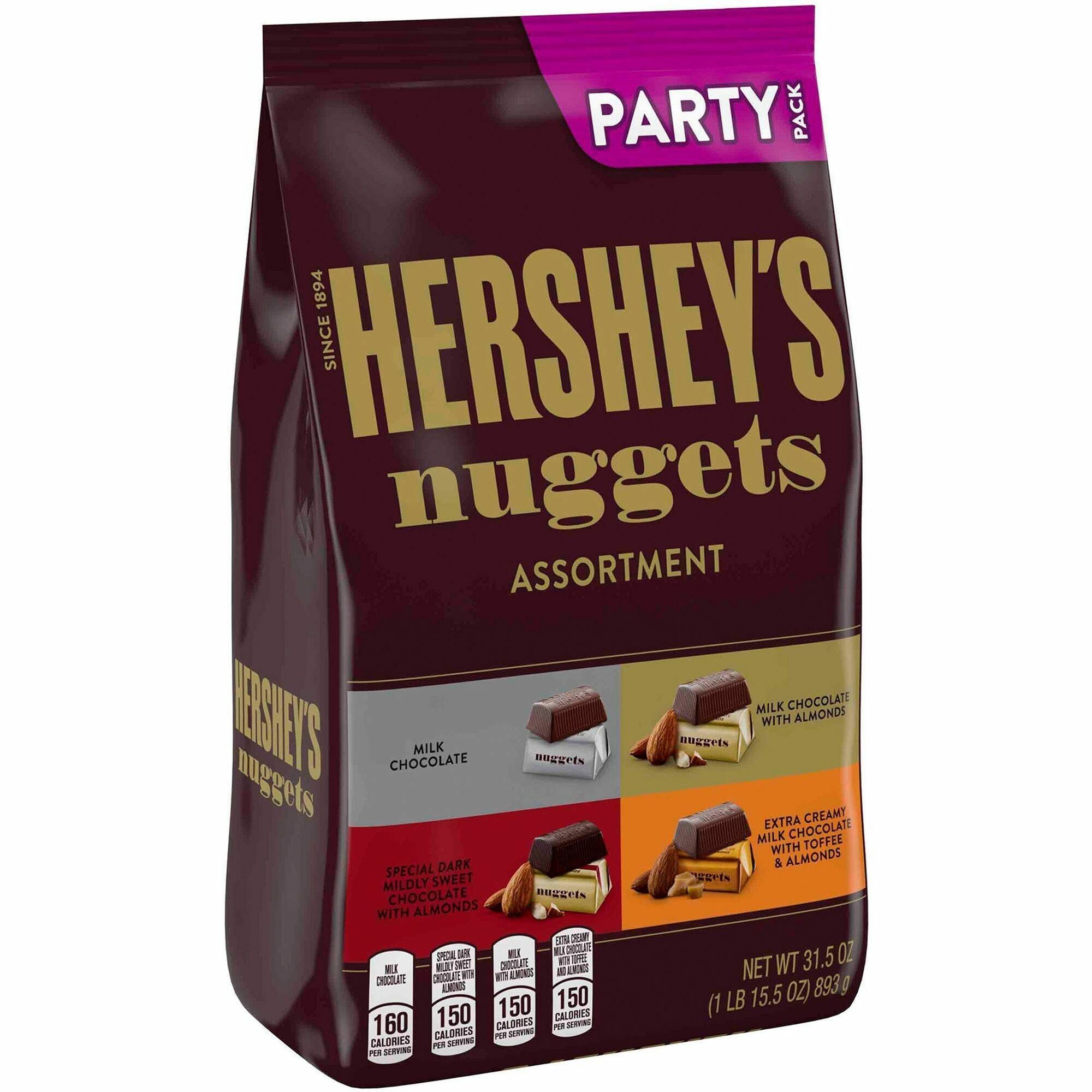 Hershey Nuggets Chocolates Assortment, Milk Chocolate, Milk Chocolate with Almond, Extra Creamy Milk Chocolate with Toffee and Almond, Special Dark with Almond, 1.97 lb, 1 Carton