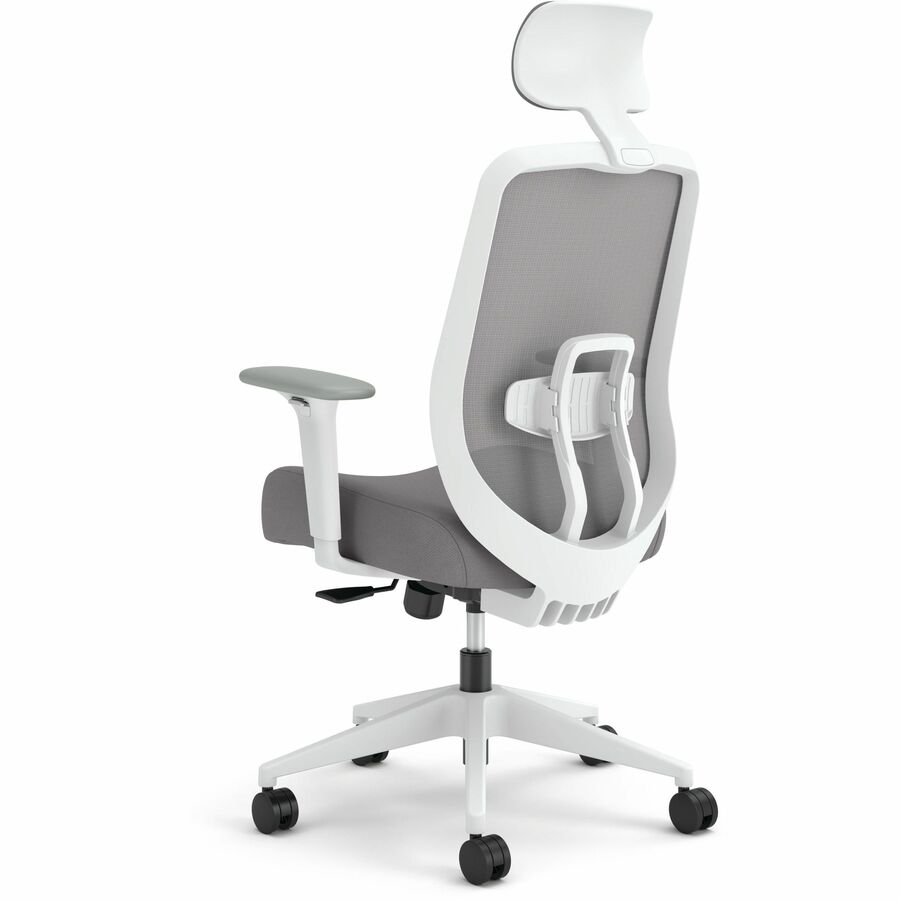 HON Altern Task Chair, Mid Back, Gray Mesh Back, Gray Fabric/Foam Seat, White Frame, Adjustable Armrests, Lumbar Support, Tilt Mechanism, 1 Each