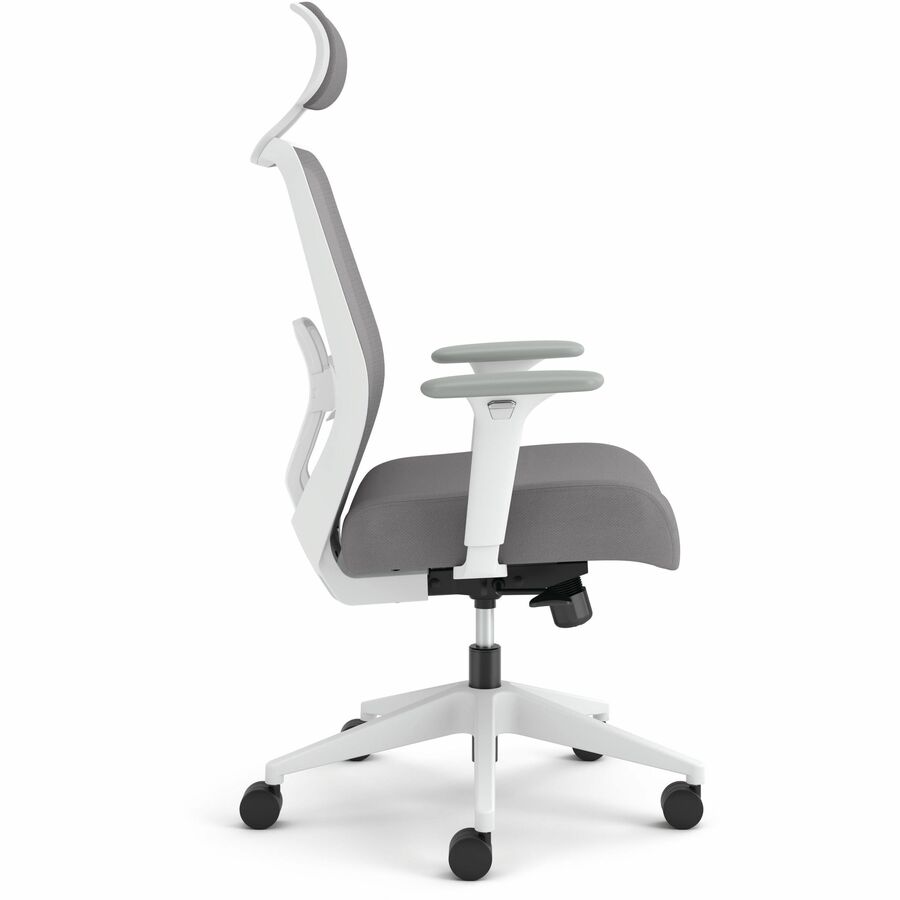 HON Altern Task Chair, Mid Back, Gray Mesh Back, Gray Fabric/Foam Seat, White Frame, Adjustable Armrests, Lumbar Support, Tilt Mechanism, 1 Each