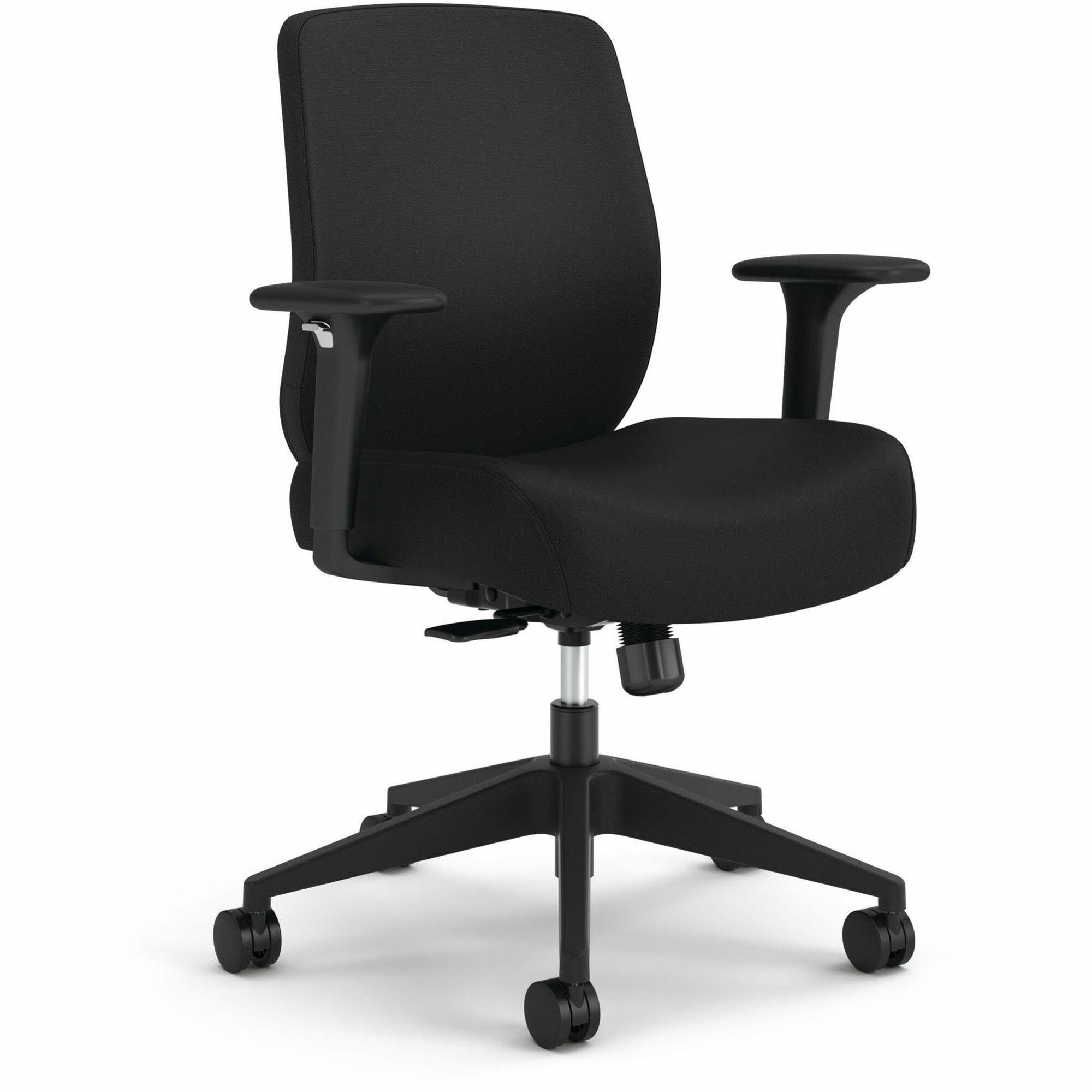 HON Altern Task Chair, Mid Back, Black Frame, Fabric & Foam Seat, Fabric Back, Adjustable Armrests, Ergonomic, Lumbar Support, Tilt Mechanism, 1 Each