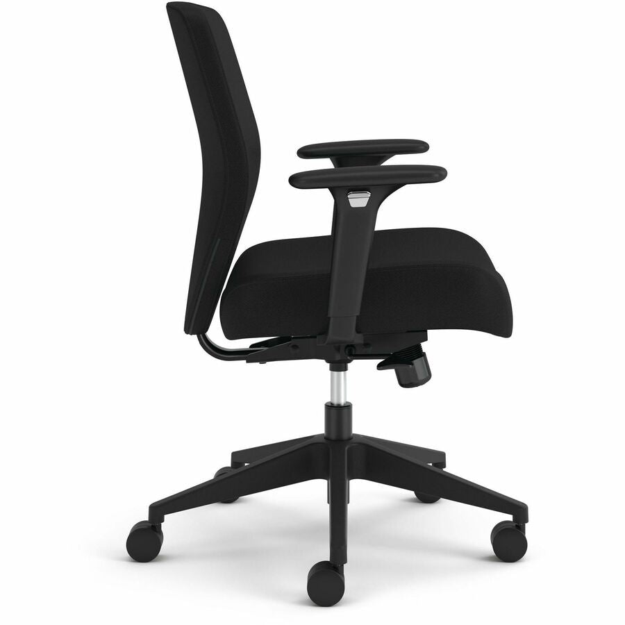 HON Altern Task Chair, Mid Back, Black Frame, Fabric & Foam Seat, Fabric Back, Adjustable Armrests, Ergonomic, Lumbar Support, Tilt Mechanism, 1 Each