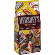 Hershey Chocolate Assortment, 180 Miniature Bars, 3.50 lb, Includes Milk Chocolate, Dark Mildly Sweet Chocolate, and Chocolate Candy with Peanuts, 1 Carton