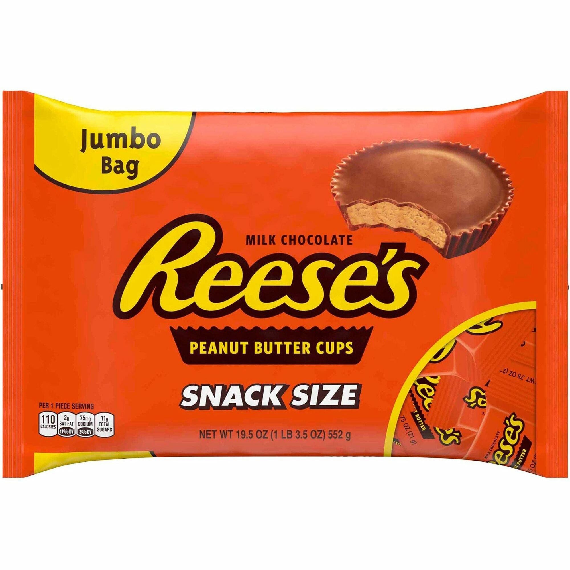 Reese's Peanut Butter Cups, Peanut Butter & Milk Chocolate, 1.22 lb, 1 Carton, about 26 pieces