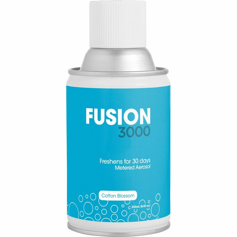 Fresh Products Fusion 3000 Metered Aerosols, Cotton Blossom Scent, 30-Day Odor Neutralizer, VOC Compliant, Covers 6000 ft³, 12 per Carton
