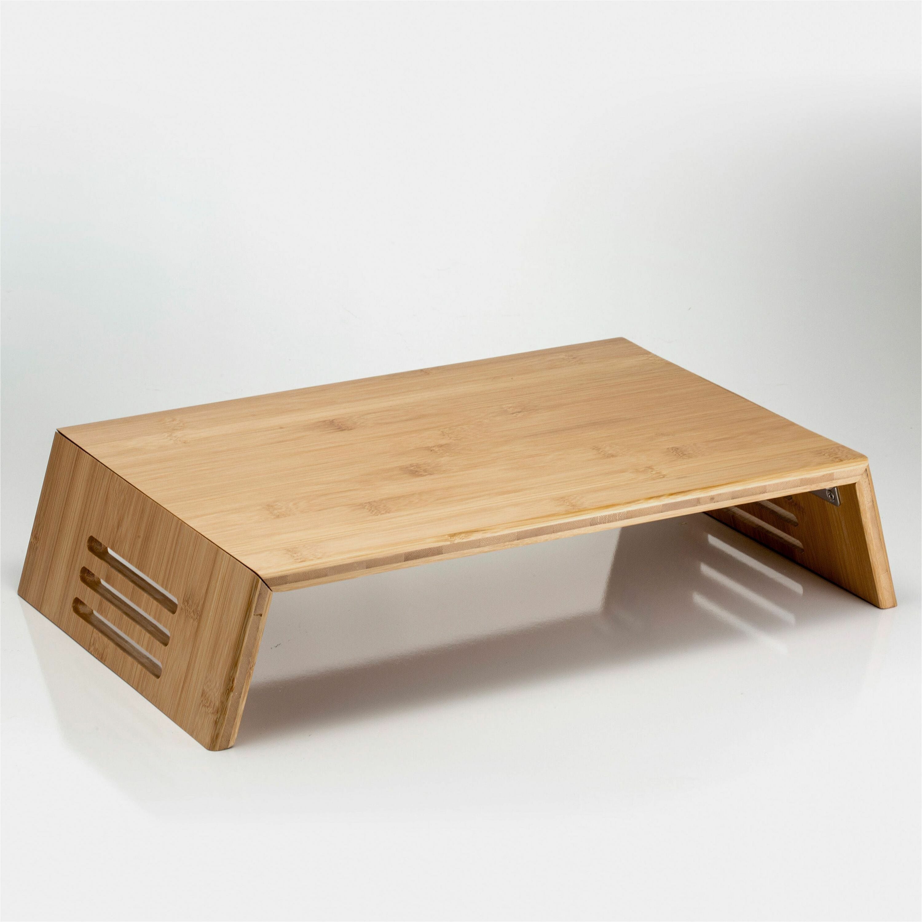4.25" Height x 11.20" Depth - Bamboo - Natural Wood Grain - For Monitor - Storage Space, Durable, Long Lasting