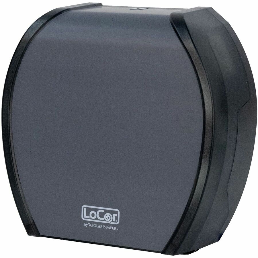 LoCor Paper Jumbo Bath Tissue Dispenser, Roll Dispenser, Matte Gray, 4.8" H x 12" W x 11.8" D, 1 Each