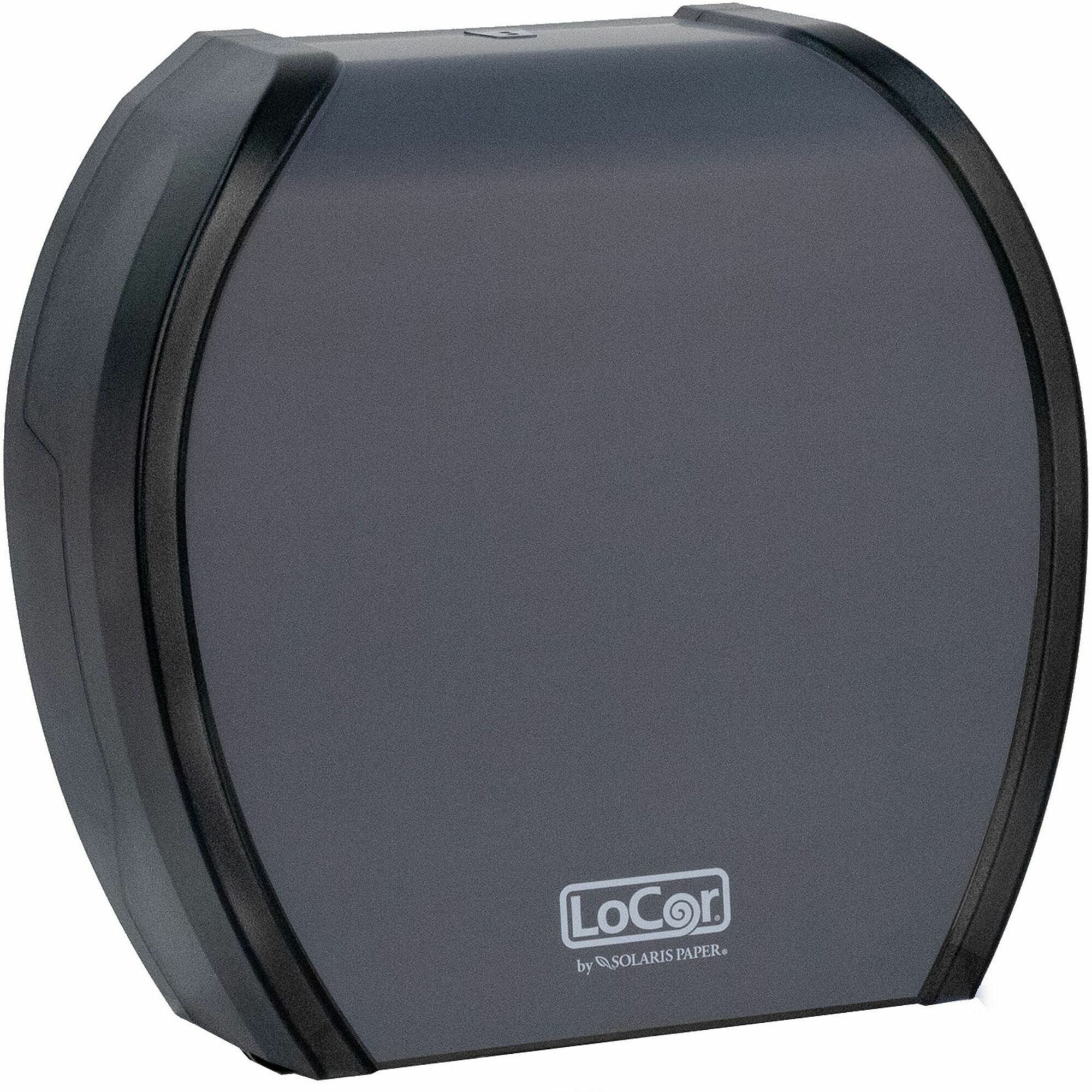 LoCor Paper Jumbo Bath Tissue Dispenser, Roll Dispenser, Matte Gray, 4.8" H x 12" W x 11.8" D, 1 Each