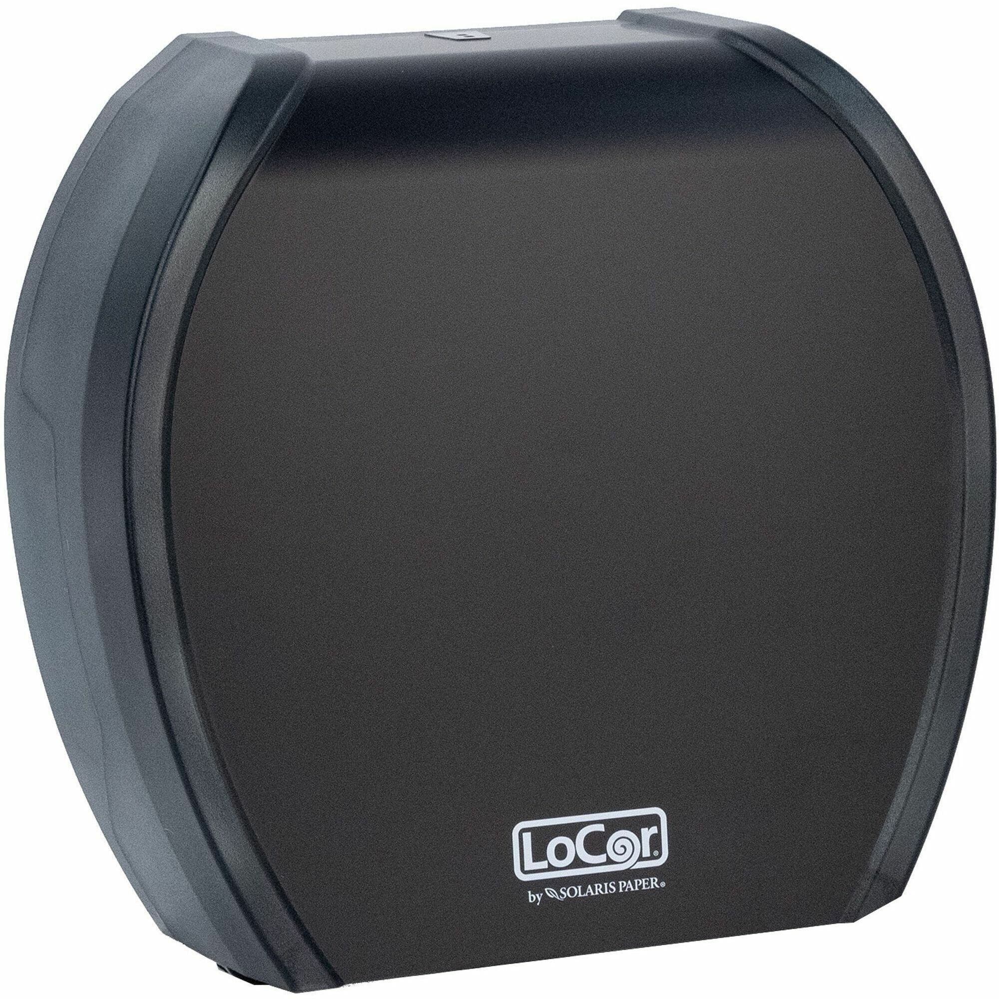LoCor Paper Jumbo Bath Tissue Dispenser, Roll Dispenser, Matte Black, 4.8" H x 12" W x 11.8" D, 1 Each