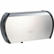 LoCor Jumbo Twin Bath Tissue Dispenser, Stainless, Holds 2 Jumbo Rolls, Sliding Door, 5.8" H x 20.9" W x 12.4" D, 1 Each