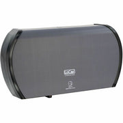 LoCor Jumbo Twin Bath Tissue Dispenser, Matte Gray, Holds 2 Jumbo Rolls, Sliding Door, 5.8" H x 20.9" W x 12.4" D, 1 Each