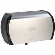 LoCor Side-By-Side Bath Tissue Dispenser, Stainless, 3000 Sheet Capacity, Sliding Door, Lockable, 5.2" H x 15" W x 8.9" D, 1 Each