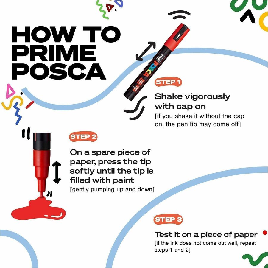 uniball™ POSCA Paint Marker - 1.8 mm Medium Bullet, 2.5 mm Marker Point - Erasable - Washable - Black, White, Gold, Silver Ink - Water Based - 4 / Pack