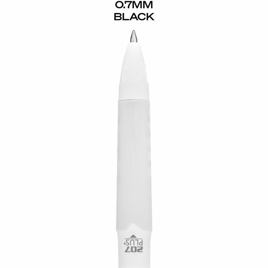 uniball™ 207 Plus Retractable Gel Pens - 0.7 mm Medium Pen Point - Retractable - Black Ink - Gel-based, Nanofiber Ink - White Barrel - Stainless Steel Tip - 4 / Pack
