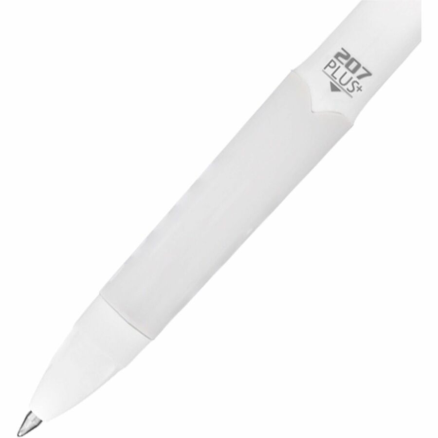 uniball™ 207 Plus Retractable Gel Pens - 0.7 mm Medium Pen Point - Retractable - Black Ink - Gel-based, Nanofiber Ink - White Barrel - Stainless Steel Tip - 4 / Pack
