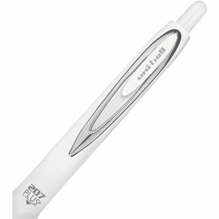 uniball™ 207 Plus Retractable Gel Pens - 0.7 mm Medium Pen Point - Retractable - Black Ink - Gel-based, Nanofiber Ink - White Barrel - Stainless Steel Tip - 4 / Pack