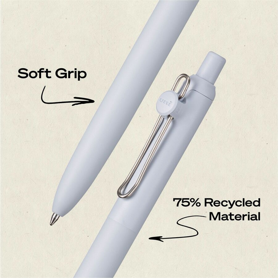 uniball Zento Gel Pen, 0.7 mm Medium, Retractable, Black Ink, Liquid Gel Ink, Soft Grip, 1 Dozen