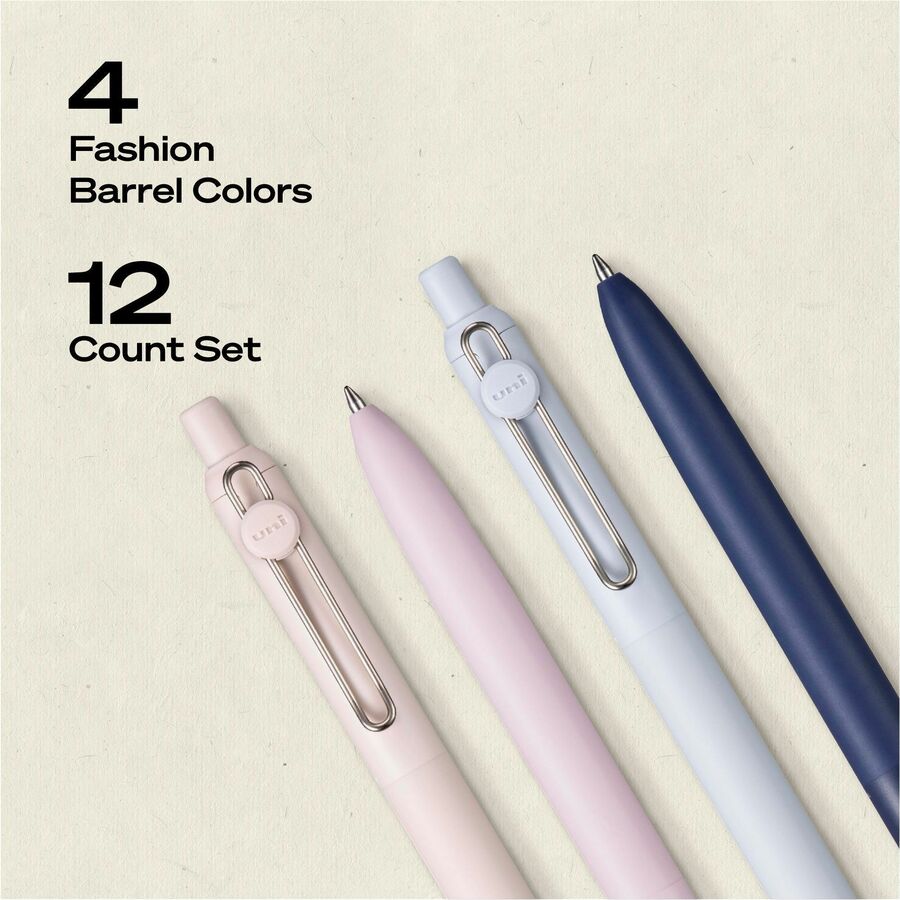 uniball Zento Gel Pen, 0.7 mm Medium, Retractable, Black Ink, Liquid Gel Ink, Soft Grip, 1 Dozen