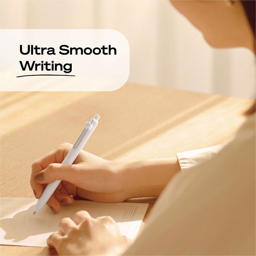 uniball Zento Gel Pen, 0.7 mm Medium, Retractable, Black Ink, Liquid Gel Ink, Soft Grip, 1 Dozen