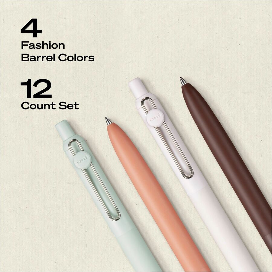uniball Zento Gel Pen, 0.7 mm Medium, Retractable, Black Ink, Liquid Gel Ink, Soft Grip, 1 Dozen