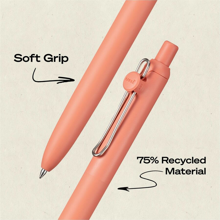 uniball Zento Gel Pen, 0.7 mm Medium, Retractable, Black Ink, Liquid Gel Ink, Soft Grip, 1 Dozen