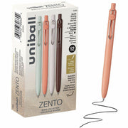 uniball Zento Gel Pen, 0.7 mm Medium, Retractable, Black Ink, Liquid Gel Ink, Soft Grip, 1 Dozen
