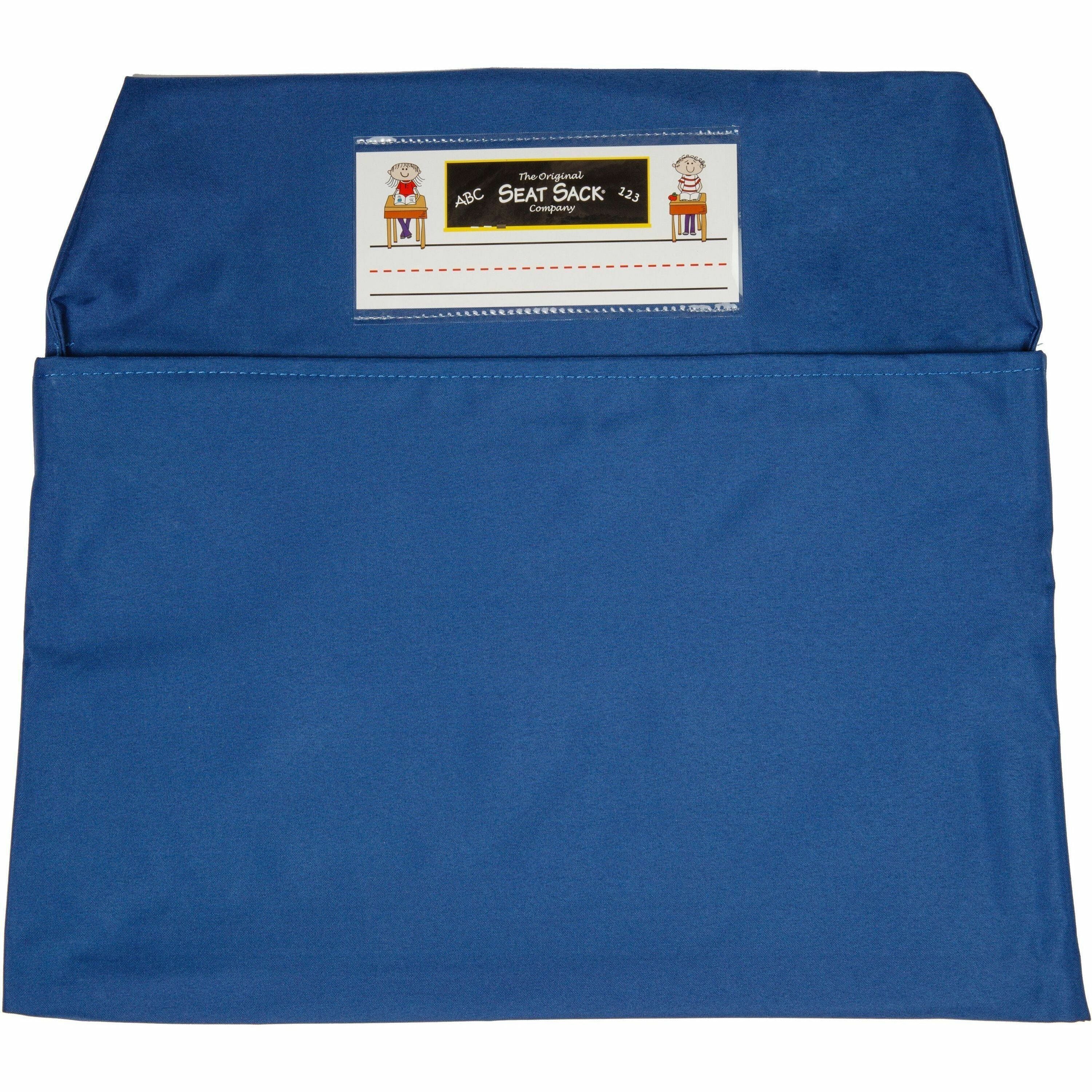Seat Sack Bundle-Single Pocket - 1 Pocket(s) - 1 Compartment(s) - 12" Width x 2" Depth - Chair - Durable, Desk Space, Laminated, Washable, Expandable - Blue - Poly Cotton - 10/Pack - 1 Carton
