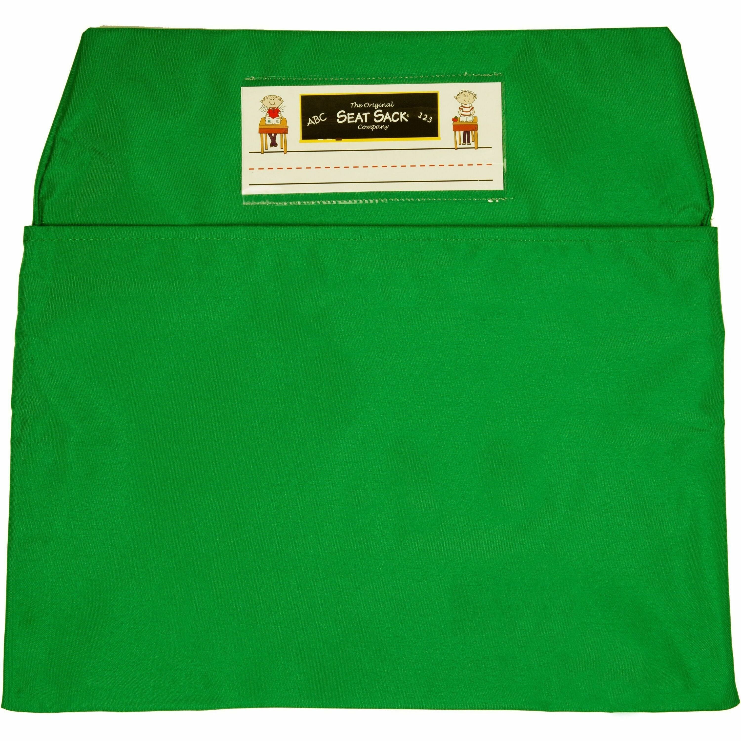 Seat Sack Classroom Pack One-Pocket - 1 Pocket(s) - 1 Compartment(s) - 19" Width x 2" Depth - Chair - Durable, Desk Space, Laminated, Elastic, Washable, Expandable - Green - Poly Cotton - 10/Pack - 1 Carton