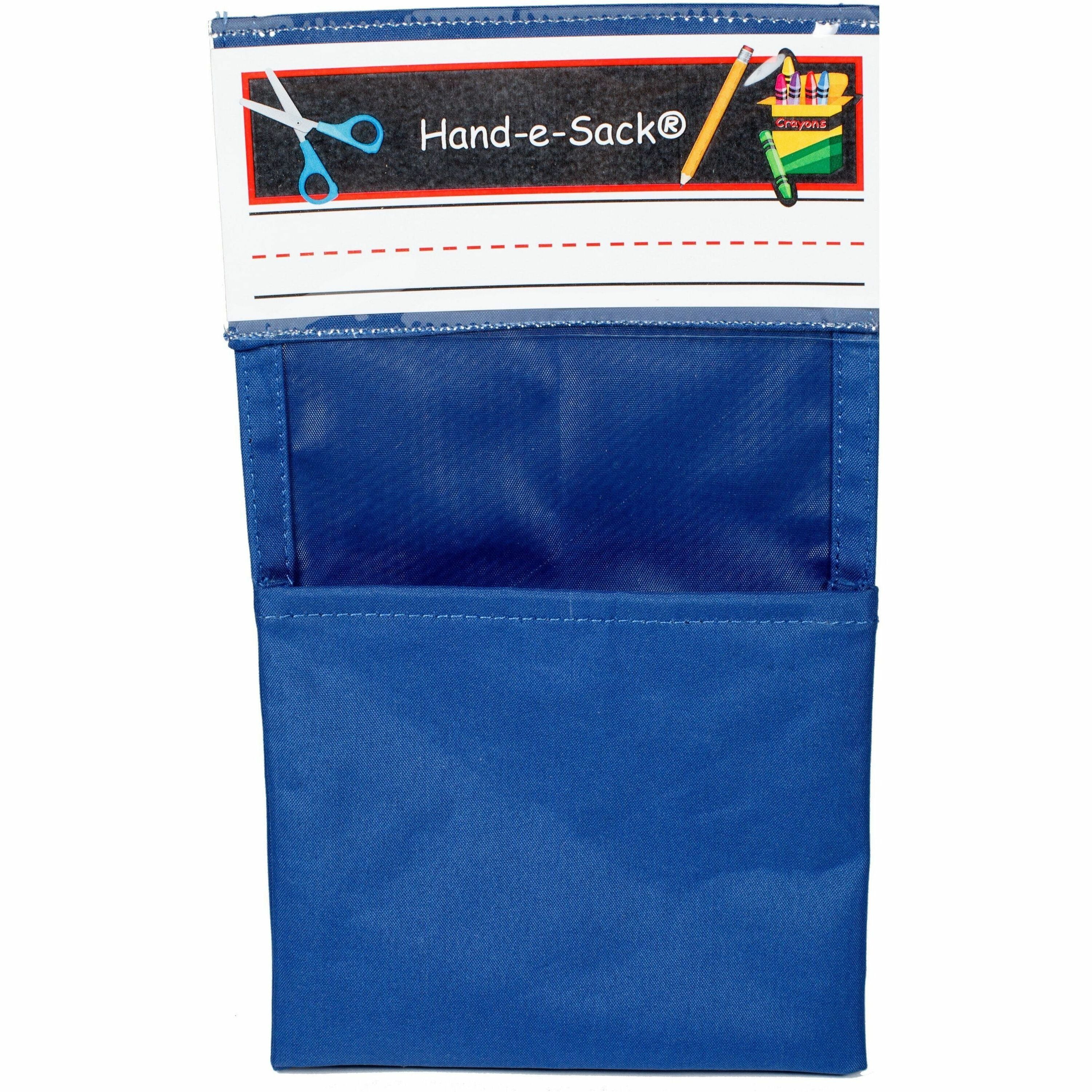 Seat Sack Hand-e-Sack Storage Pouches - Desk - Hook & Loop Closure, Interlockable, Storage Space, Tear Resistant, Adhesive - Blue - 1 Carton