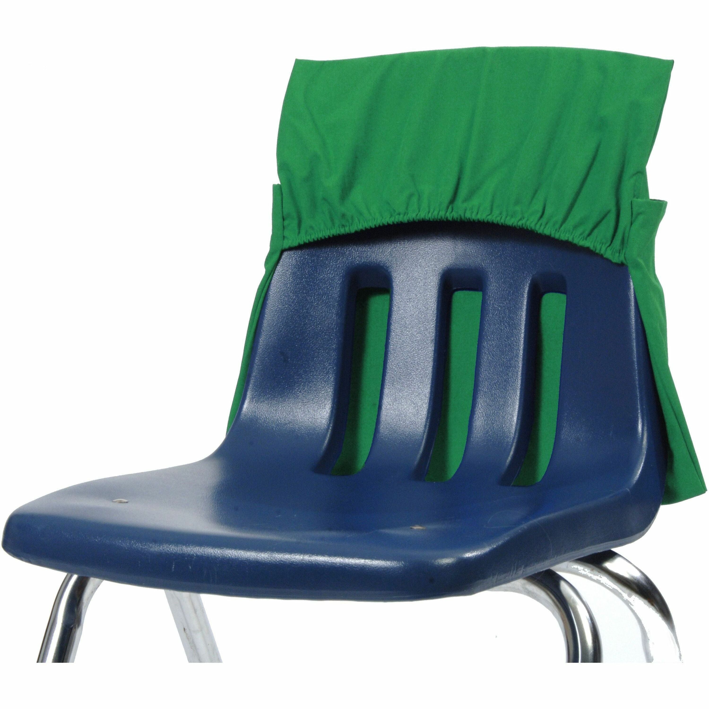 Seat Sack One-Pocket with Elastic Back - 1 Pocket(s) - 1 Compartment(s) - 17" Width x 2" Depth - Chair - Durable, Desk Space, Laminated, Elastic, Washable, Expandable - Green - Poly Cotton - 1 Carton
