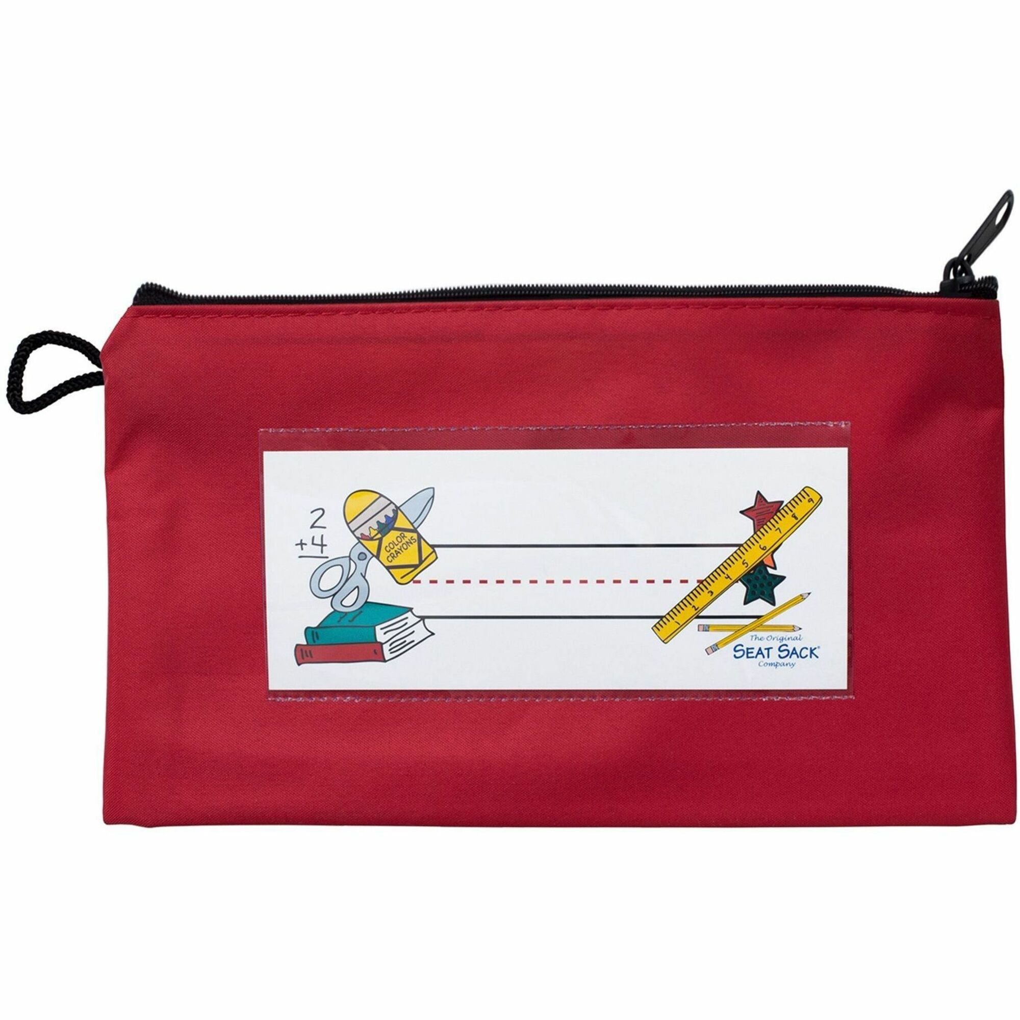 Seat Sack Pencil+Pouch, Apple Red, 9.5" x 5.5" x 2", Poly/Cotton Laminated Material, Includes 1 Pencil Pouch and 1 Name Card, Pack of 1