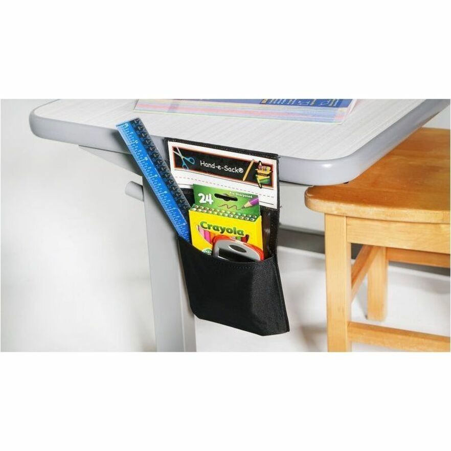 Seat Sack Hand-e-Sack Storage Pouches - Desk - Interlockable, Tear Resistant, Adhesive, Storage Space - Black - 1 Carton