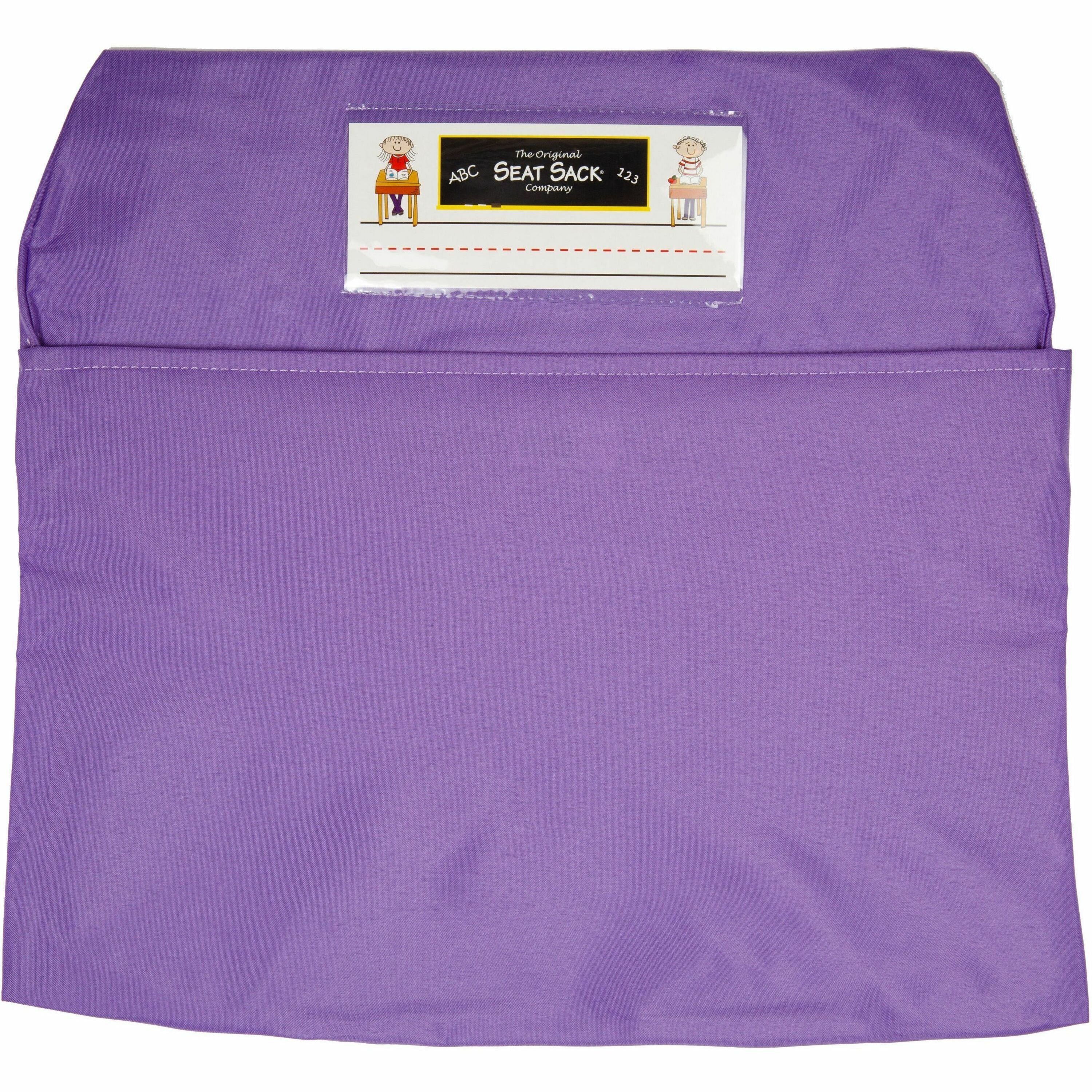 Seat Sack Classroom Pack One-Pocket - 1 Pocket(s) - 1 Compartment(s) - 14" Width x 2" Depth - Chair - Desk Space, Durable, Laminated, Washable, Expandable, Easy to Clean - Purple - Poly Cotton - 25/Pack - 1 Carton