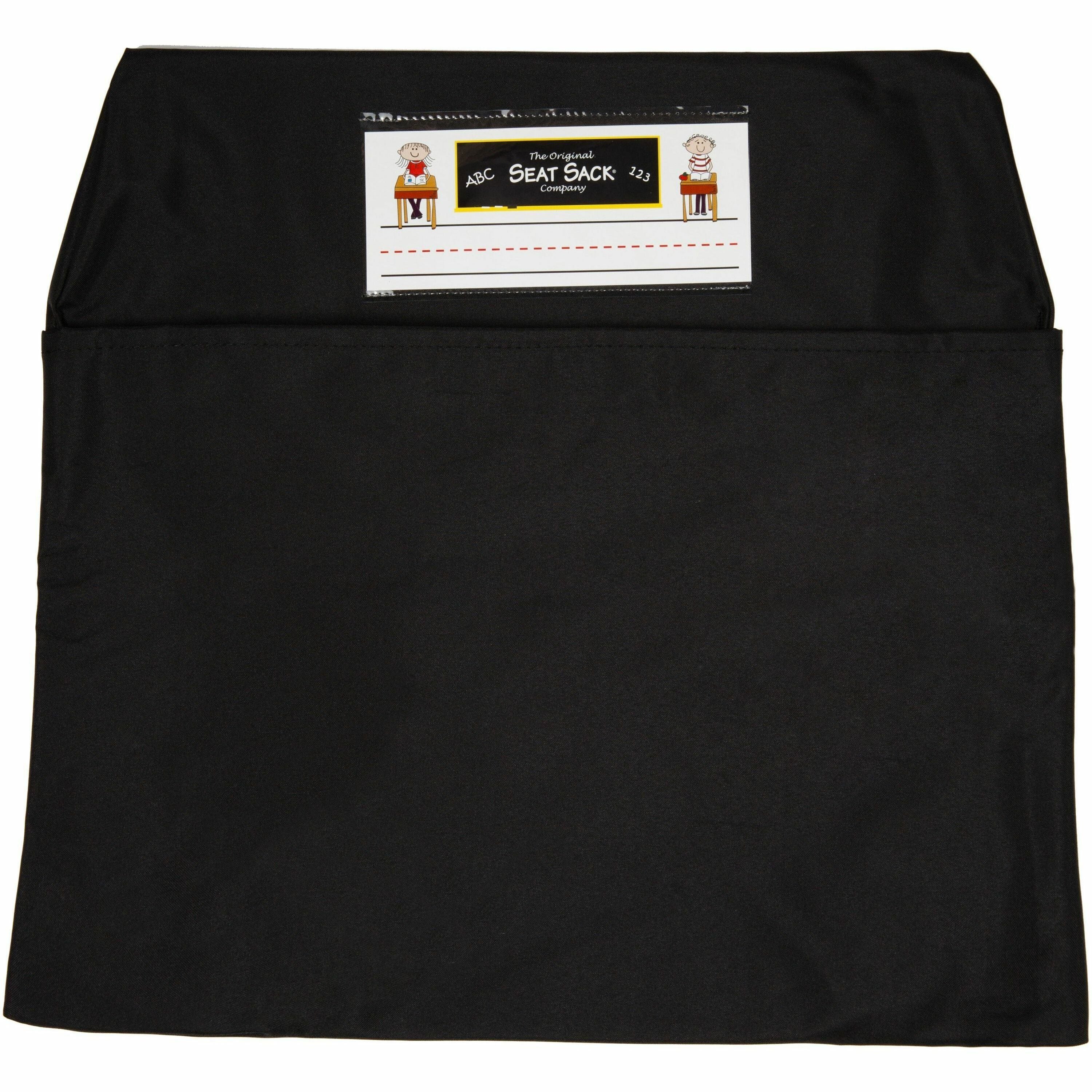 Seat Sack Classroom Pack One-Pocket - 1 Pocket(s) - 1 Compartment(s) - 15" Width x 2" Depth - Chair - Desk Space, Durable, Laminated, Washable, Expandable, Easy to Clean - Black - Poly Cotton - 25/Pack - 1 Carton