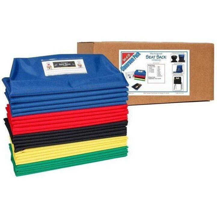 Seat Sack One-Pocket Seat Sacks with Elastic Back - 1 Pocket(s) - 17" Width x 2" Depth - Chair - Elastic, Expandable, Washable, Durable - Blue - Plastic, Poly Cotton, Laminate - 1 Carton
