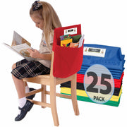 Seat Sack Classroom Pack One-Pocket - 1 Pocket(s) - 1 Compartment(s) - 14" Width x 2" Depth - Chair - Desk Space, Durable, Laminated, Washable, Expandable, Easy to Clean - Multi - Poly Cotton - 25/Pack - 1 Carton