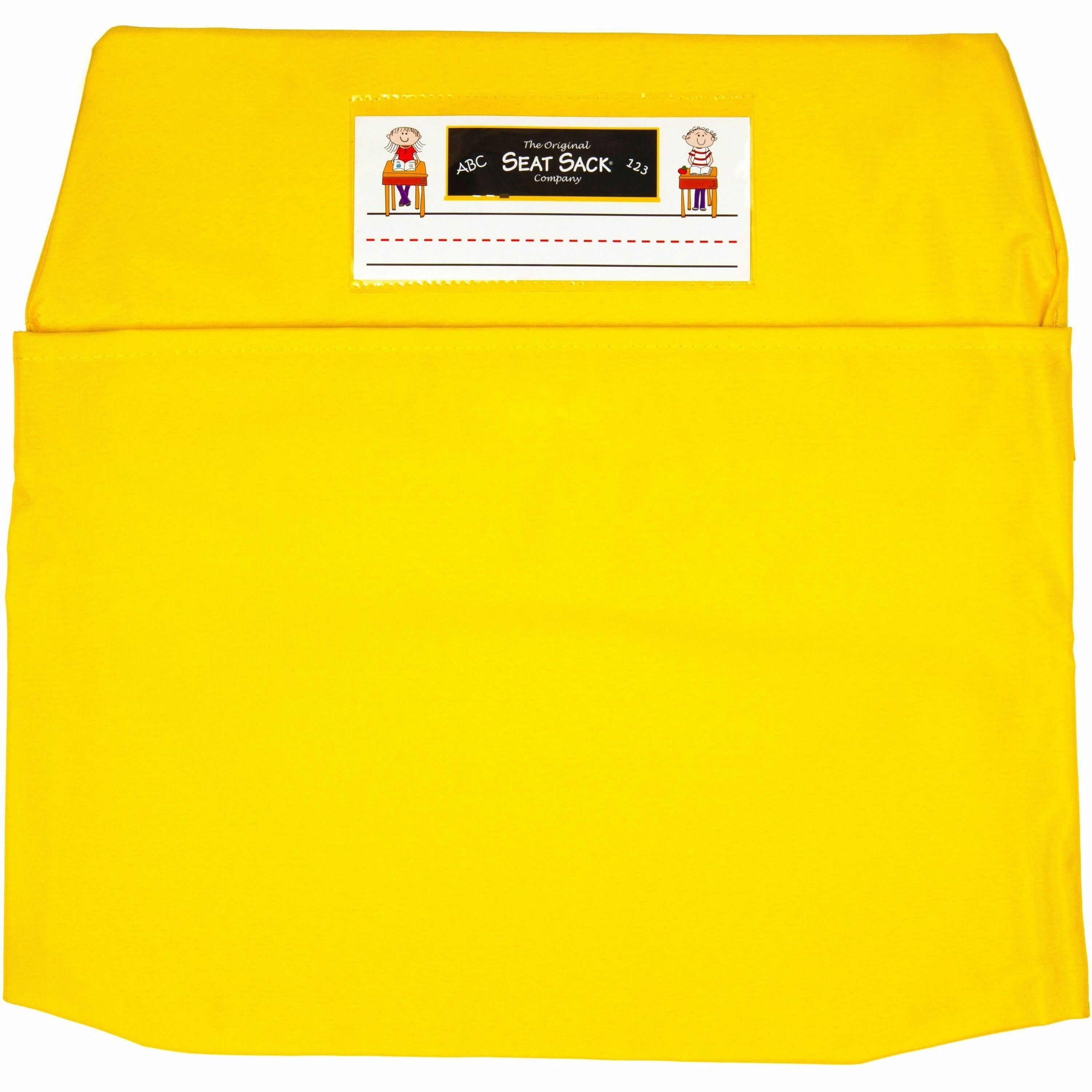 Seat Sack Classroom Pack One-Pocket - 1 Pocket(s) - 1 Compartment(s) - 15" Width x 2" Depth - Chair - Desk Space, Durable, Laminated, Washable, Expandable, Easy to Clean - Yellow - Poly Cotton - 25/Pack - 1 Carton