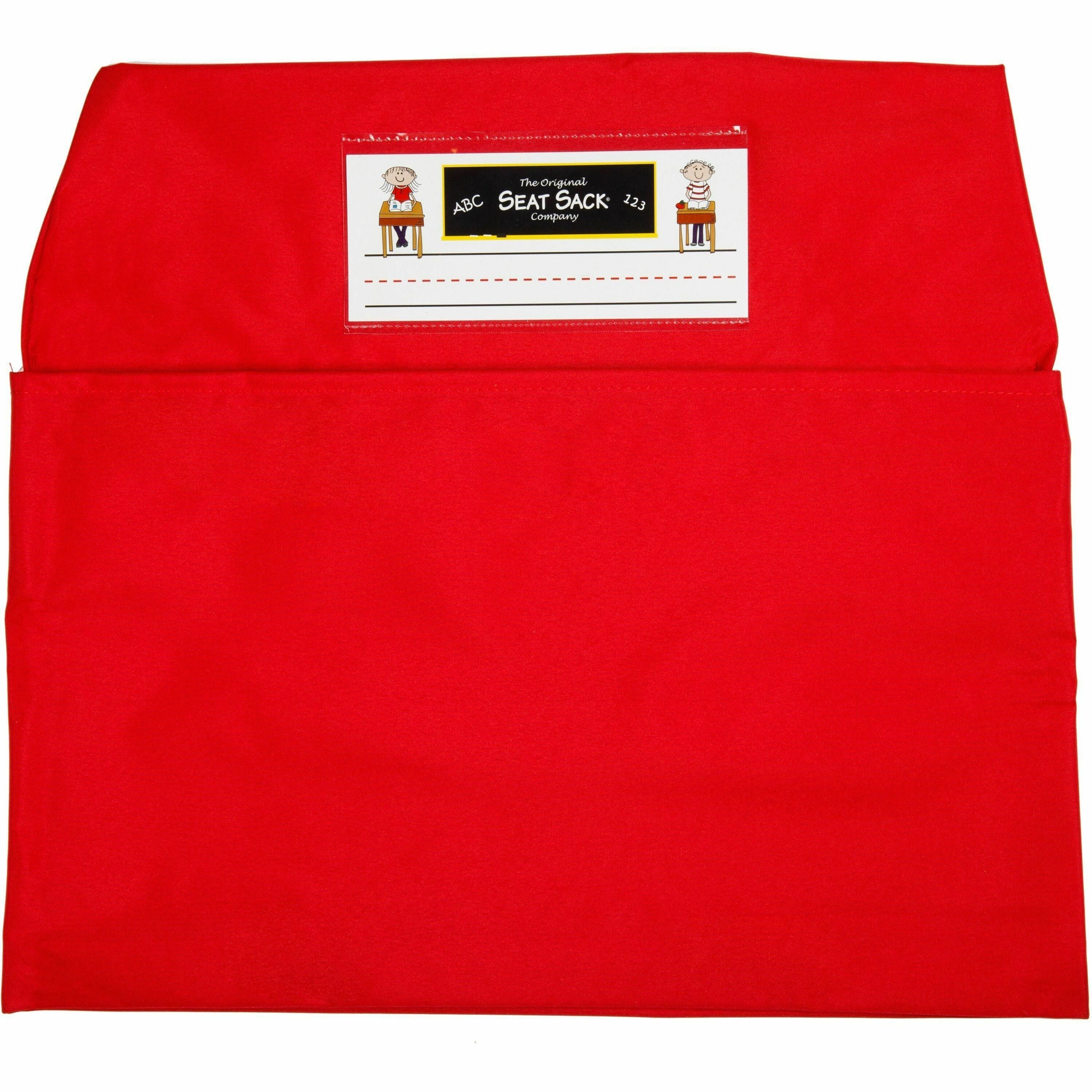 Seat Sack Classroom Pack One-Pocket - 1 Pocket(s) - 1 Compartment(s) - 17" Width x 2" Depth - Chair - Desk Space, Durable, Laminated, Washable, Expandable, Easy to Clean - Red - Poly Cotton - 25/Pack - 1 Carton