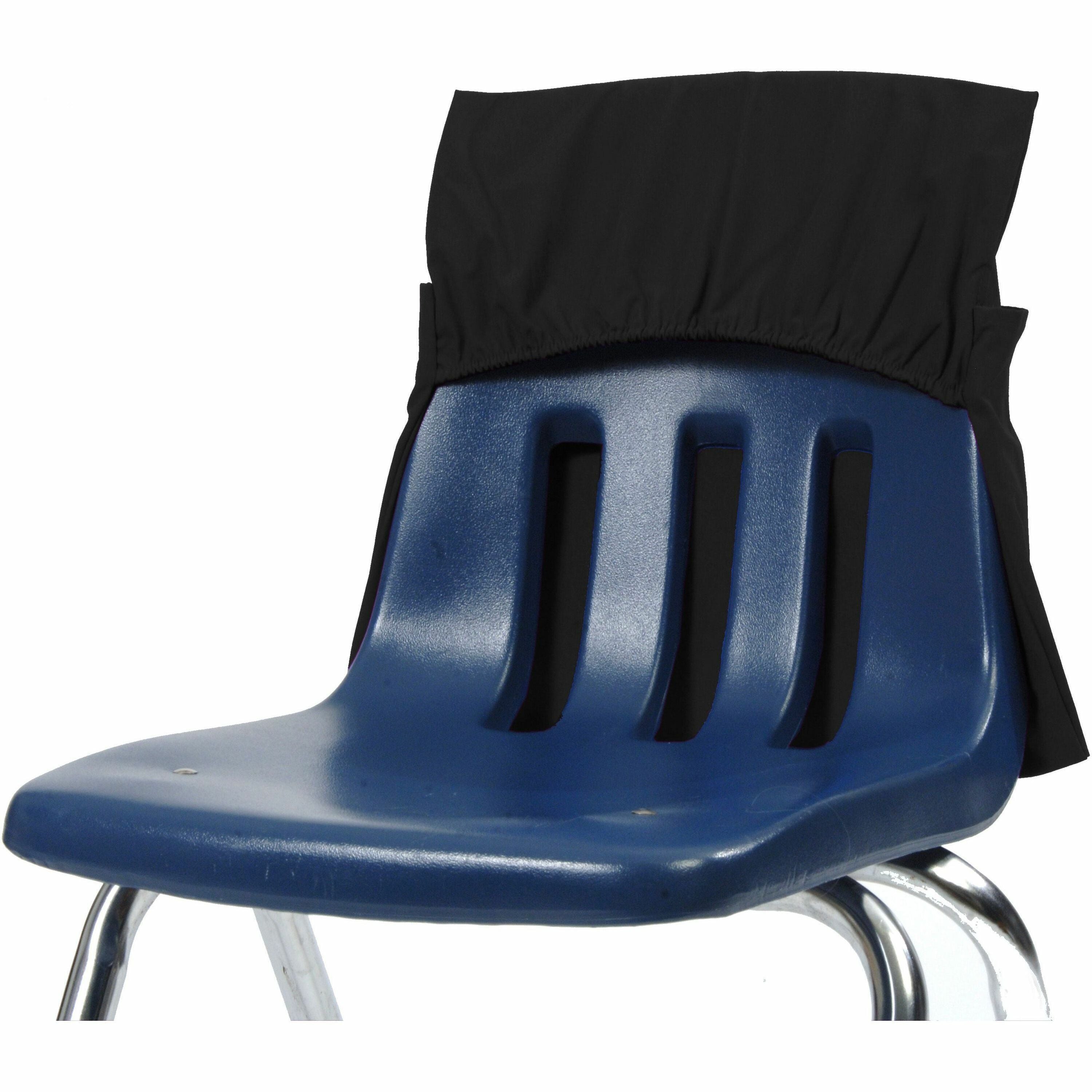 Seat Sack One-Pocket Seat Sacks with Elastic Back - 1 Pocket(s) - 17" Width x 2" Depth - Chair - Elastic, Expandable, Washable, Durable - Black - Plastic, Poly Cotton, Laminate - 1 Carton