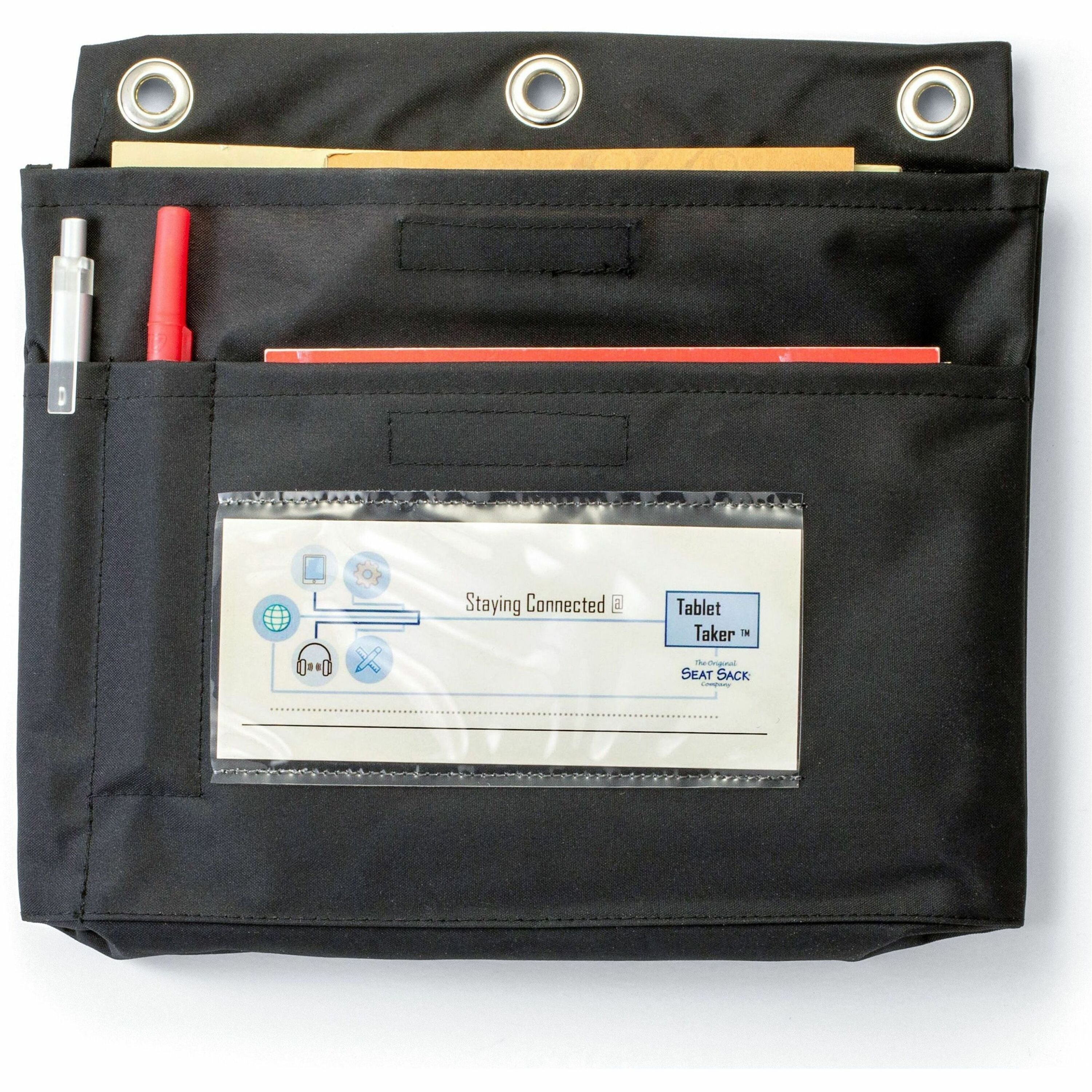 Seat Sack Tablet Taker Carrying Case (Pouch) Chromebook - Black - 9.8" Height x 12.8" Width x 1" Depth - Large Size - 50 / Carton