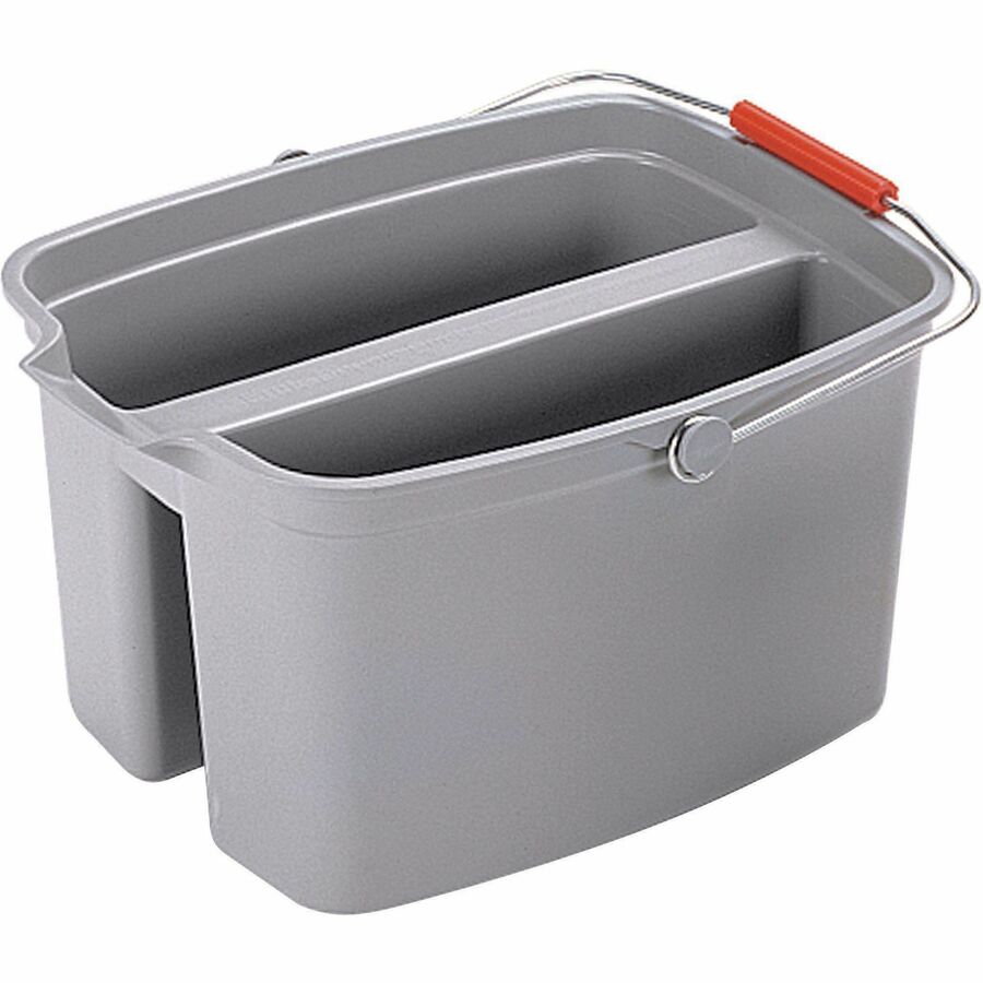 Rubbermaid Commercial 19 QT Double Pail - 4.75 gal - Dual Bucket, Handle - 17.8" x 18.1" - Plastic - Gray - 1 Each